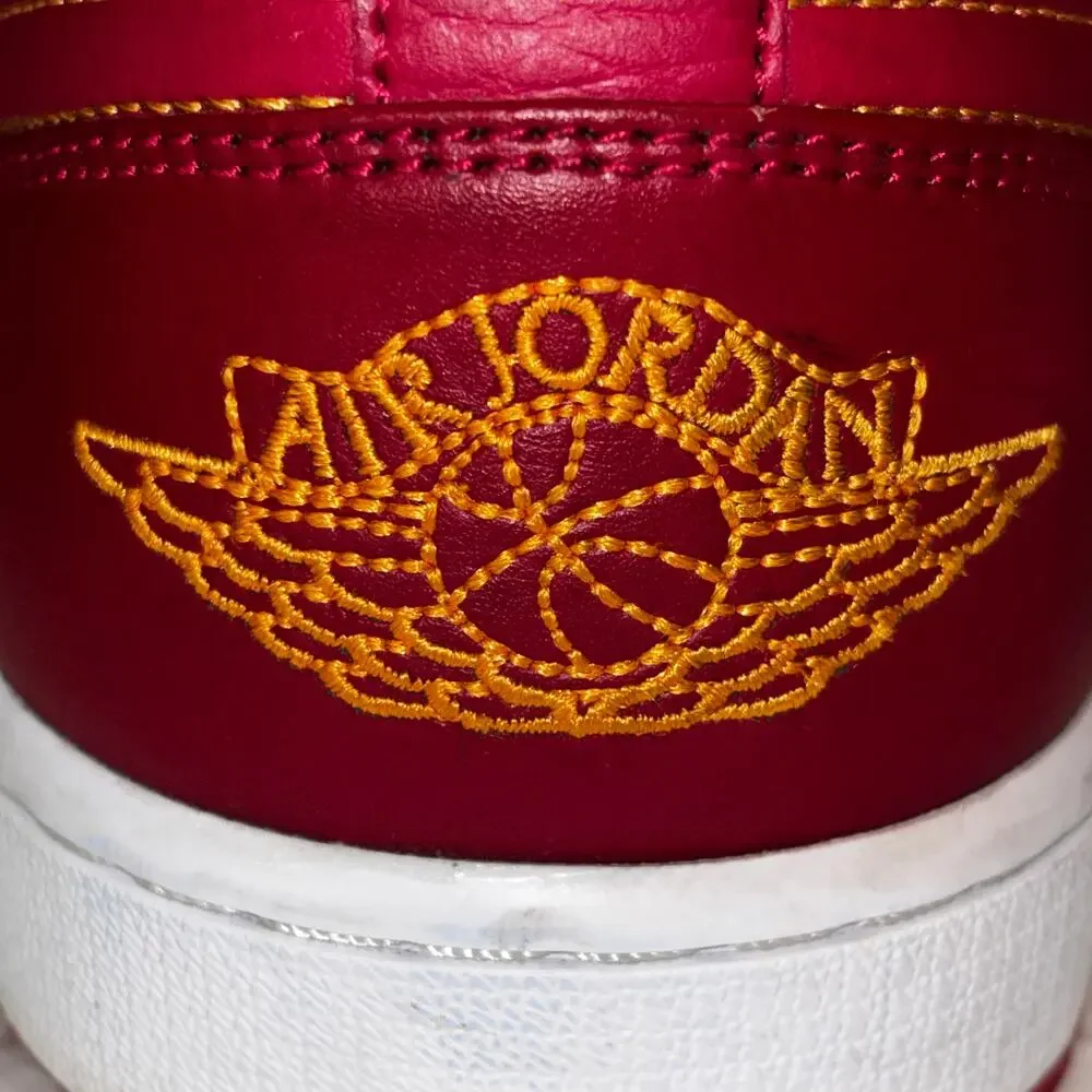 Nike Air Jordan 1 Low Cardinal Red White Mens 13 Leather Sneakers 553558 607 - Picture 12 of 13